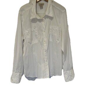 Travelsmith Womens White Nylon Long Sleeve Collared Button Up Shirt‎ XL